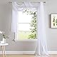 PONY DANCE Voile Gardinen Weiß Transparent Modern Ösenvorhang 2er Set H 600 x B 75 cm Wohnzimmer Vorhänge Stores Gardinen Weiss Vorhang Durchsichtig