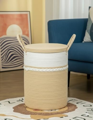 Image of lid Laundry Basket for Clothes, Toy Storage Basket, Storage Basket for Living room, Multi-Purpose, Extra Large Laundry Basket, Dirty Cloth Baskets, 15x20 in inch (LXH) (BG7)