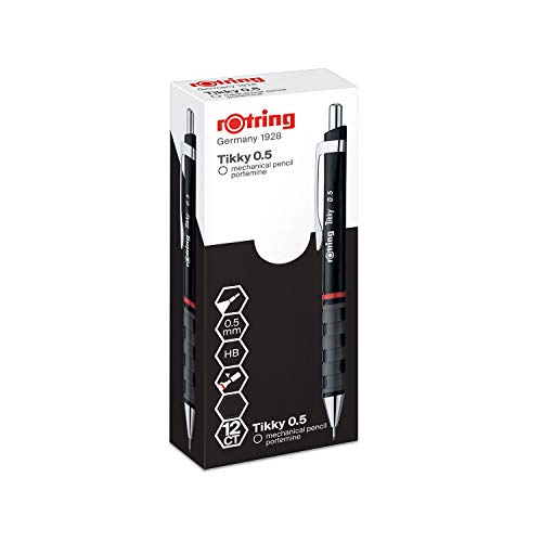 rOtring Tikky portemine HB 0,5 mm corps noir en boîte de 12 pièces pour l'écriture quotidienne
