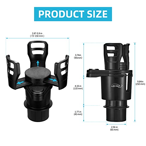 2 In 1 Large Car Cup Holder Extender Adapter This Hill With Adjustable Base, Wider Diameter, Universal Car Cup Holder And Organizer For Snack Bottles Cups Drinks New Upgraded #TOP1