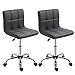 HOMCOM 2er-Set Arbeitshocker mit Rückenlehne Rollhocker aus Kunstleder Drehhocker mit Lehne Kosmetikhocker 80-95 cm höhenverstellbar Büro Dunkelgrau