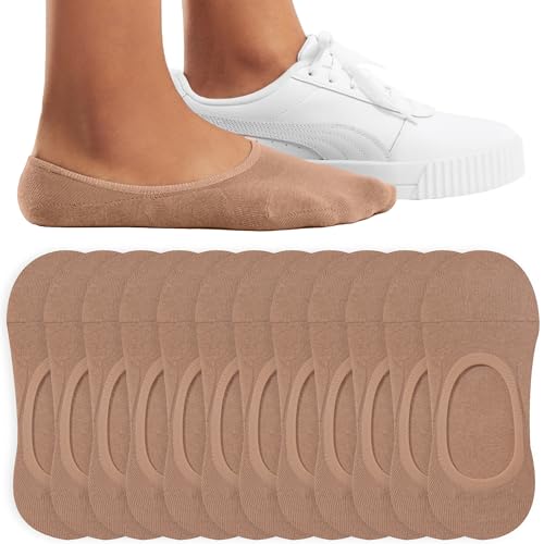 Image of Eedor No Show Socks Women - Low Cut Ankle, Non Slip | Breathable Cotton & Spandex, Flat Boat Line Invisible Socks with Silicone Heel Grips, for Flats, Heals, Loafers
