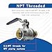 1 Inch 316 Stainless Steel Ball Valve, 2-Piece Full Port 1000 WOG NPT Female x Male Threaded, High Pressure Shut Off Valve for Water Oil Gas Steam Marine -40°F to 450°F, Industrial Plumbing 2-Pack