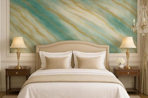 Image of TEKCOOL Premium Wallpaper Stickers for Wall Kitchen Platform Home Decorative Waterproof Oil Proof 60 * 200 CM (Green Gold-3pc)