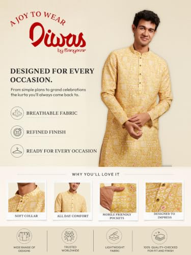 Image of DIWAS BY MANYAVAR Men's Cotton Blend Printed Kurta (1pc)