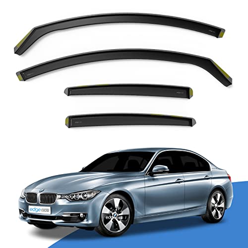 EdgeVisors Wind Deflectors | Fits: BMW 3 Series F30 (2012-2018) 4 Door Saloon 4pc Set | In-Channel Rain Guards for Wind, Rain & Sun Protection, Easy Installation - Tinted