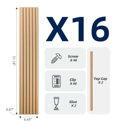 Art3dwallpanels Wood Slat Wall Paneling 51"×6.7", Oak, 16 Pack by Art3dwallpanels - Used condition - Image 4
