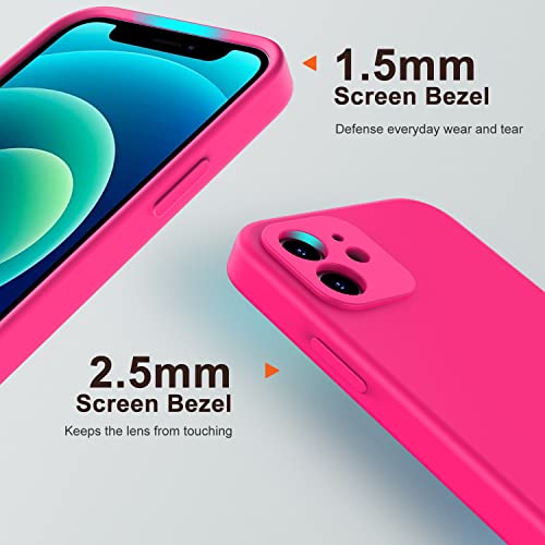 Deenakin Magnetic Iphone 12 Case With Screen Protector And Enhanced Camera Cover,[Compatible With Magsafe] Soft Flexible Gel Rubber Bumper Protective Phone Case For Iphone 12 6.1" Hot Pink #TOP3