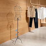 Peu encombrant et décoratif : mannequin de couture en métal avec petit pied de 36 x 68 cm, trois pieds incurvés assurent une stabilité sans dommages au sol, décoration parfaite pour vitrine, salle d'exposition et maison.