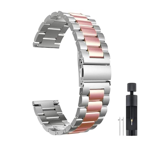 LOPAKACTAG Correa de acero inoxidable for Samsung Galaxy 7/6/5/4/3 (40 mm, 44, S3, Active2, Huawei GT4, GT3, GT2e)(Silver pink,20MM)
