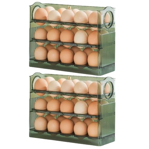 Suoumwa Refrigerador Rejilla para Huevos Puerta Abatible para Frigorífico Rejilla para Almacenamiento Huevos Bandeja Contenedor Ahorro Espacio Caja Almacenamiento Huevos Rejilla Verde