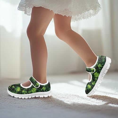 Mary Janes for Girls St. Patrick's Day Print Dress Shoes Kids School Shoes Toddler Mesh Walking Shoes with Adjustable Strap4