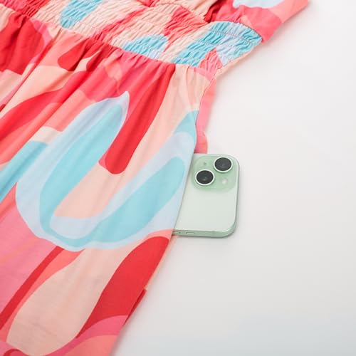 Image of GRACE KARIN Summer Dresses for Women 2026 Vacation,Smocked Floral Maxi Dress,Boho Beach Sundress with Pocket Fashion Clothing