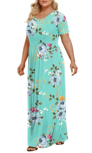 Image of LONGYUAN Women's Plus Size Maxi Dresses Summer Short Sleeve Casual Long Dress 2026 XL-6XL