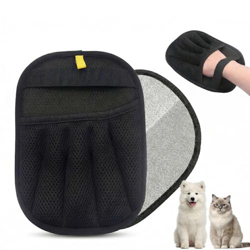 LLQ Pet Hair Removal Glove, Upgraded Five-Finger Electrostatic Fur Remover, Reusable Magic Brush Tool for Dogs & Cats, Easy Clean Lint Sweeper for Couch, Carpet, Clothes & Car Seat-2 Pack