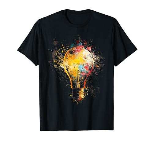 Bombilla Pintura Colorido Gráfico Arte Camiseta