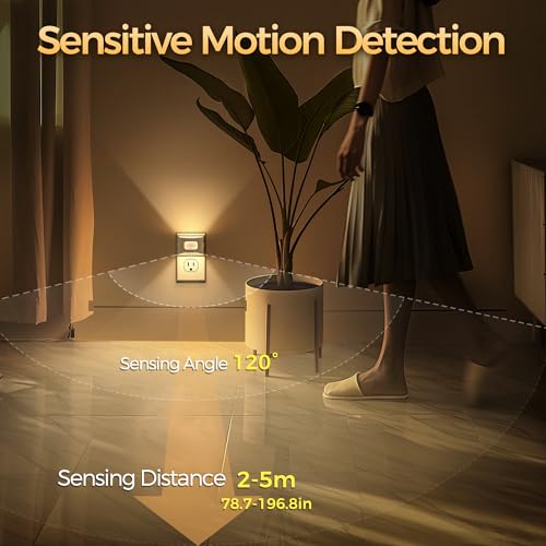 Image of DORESshop LED Night Light[4 Pack], Night Lights Plug into Wall, Plug in Night Light with Motion Sensor, Dusk to Dawn Sensor, Nightlights for Adults, Bedroom, Bathroom, Hallway, White Cover