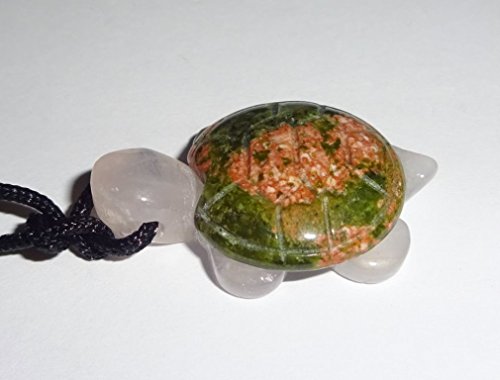 1pc Turtle with Unakite shell on Rose Quartz body Natural Carved Crystal Healing Gemstone Pendant & Necklace2
