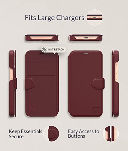 Lupa Legacy Iphone 13 Pro Wallet Case - Case With Card Holder - [Slim + Durable] For Women And Men - Iphone 13 Pro Flip Cell Phone Case - Faux Leather - Folio Cover - Burgundy #TOP4