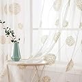 MIULEE Tenda per Camera da Letto, Tende Voile con Oro Ricamata Motivo, Tende Bianche Trasparenti con Occhielli, Tenda Finestra Interni per Casa Soggiorno e Salotto 2 Pezzi,2XL 140 x A 260 cm