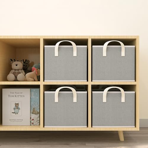 Closet Storage Bins, Fabric Closet Organizers and Storage Basket for Shelves, Collapsible Shelf Baskets for Organizing Shelves, Bedroom Clothes Basket, Gray, 3 Pack by COYACOOL - Image 6