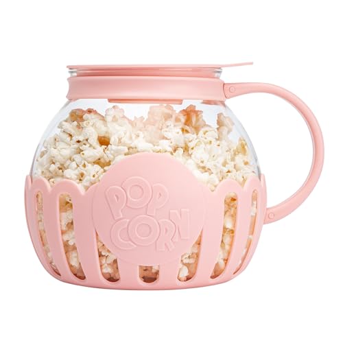 Paris Hilton – Palomitas de maíz de vidrio borosilicato y plástico – Perfecto para palomitas dulces y saladas, 165 x 25 x 18 mm, tapa 2 en 1, apta para lavavajillas