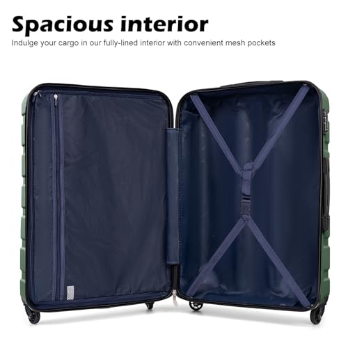 Image of Coolife 3 Piece Luggage Set Hardshell Suitcases with TSA Lock,Dark Green | 360 Spinner Wheels;YKK Zippers;Space-Saving Nested Design;Ergonomic Telescoping Handle