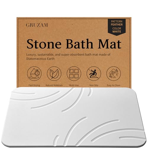 GRUZAM Stone Bath Mat Diatomaceous Earth Shower Mat Non-Slip Super