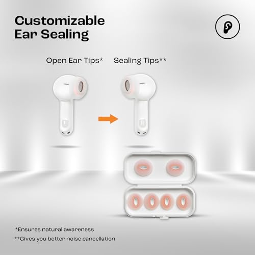 Image of JBL Tune Flex in Ear Wireless TWS Earbuds with Mic, ANC Earbuds, Customized Extra Bass with Headphones App, 32 Hrs Battery, 4-Mics, IPX4, Ambient Aware, Bluetooth 5.2 (White)
