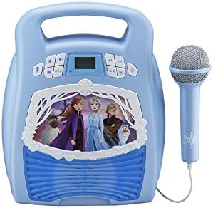 Frozen 2 Bluetooth Portable MP3 Karaoke Machine Player with Light Show Store Hours of Music with Built in Memory Sing Along Using The Real Working Microphone USB Port to Expand Your Content