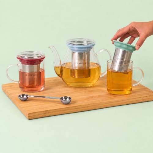 Miniatura 3 de Tea Shop - Taza De Té O Infusiones Taza De Cristal Para Té O Infusiones Con Filtro Y Tapa - Taza All In One Basil - Termorresistente Con Infusor De Acero Inoxidable Y Asa -
