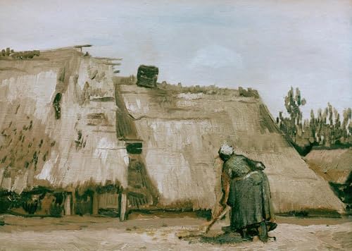 Affiche Van Gogh cabane avec paysanne pour habiller un grand mur vide de bureau ou de salon