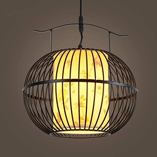 Suspension cage métal E27 noire rétro pour cuisine et salon style loft