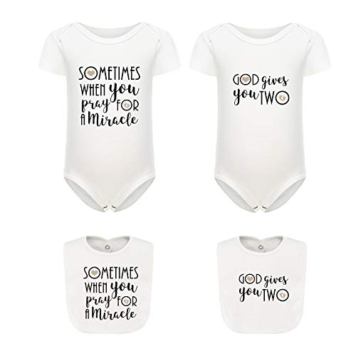 YSCULBUTOL Twin Bodysuit 2 Pack Baby Girls & Boys Perfect Fun Shower Gift