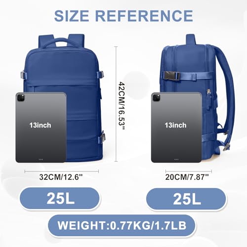 Image of coowoz Travel Backpack for Women Men,Carry On Backpack,Hiking Backpack Outdoor Sports Rucksack Casual Daypack Travel Essentials Royal Blue