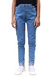 Sitmptol Teen Little Girls Jeans Kids Ripped Denim Skinny Pants Fashion Bear Printed Light Blue 160