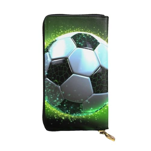 cool soccer ball Wallet for Men Women Long Purse Leather Clutch Large Business Handbag Travel Phone Holder Credit Card Holder Money Case with Zipper Leather Wallets Gift