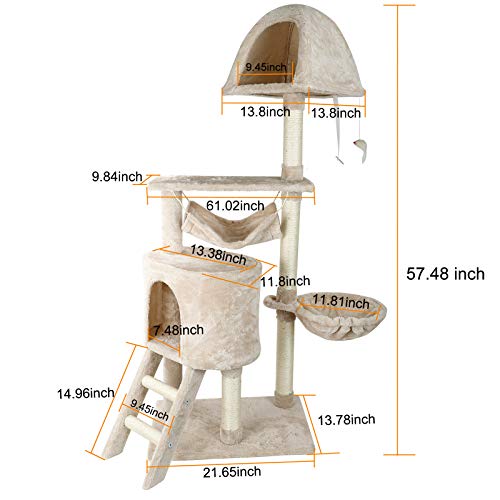 Confote 57 Inch Cat Tree Multi-Level Cat Condo With Scratching Posts Kittens Activity Tower Pet Play House Furniture #TOP1