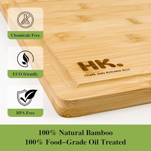 Hk. Chopping Board Set Of 3 | Large, Medium & Small Wooden Cutting Boards For Kitchen – Meat, Vegetables & Fruits | Knife Sharpener & Garlic Presser Included | Durable & Non-Slip Design - 5