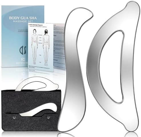 Rena Chris Kit de Raspadores Musculares - Gua Sha de Acero Inoxid...