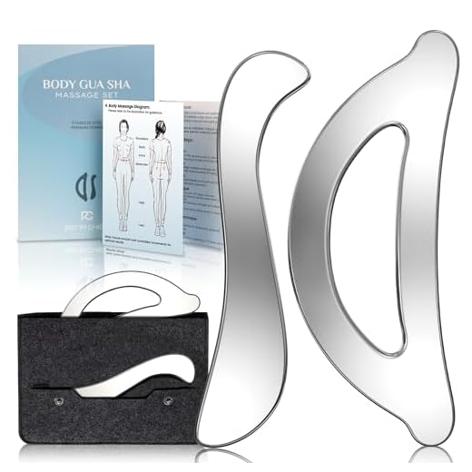 Rena Chris Kit de Raspadores Musculares - Gua Sha de Acero Inoxidable para Fisioterapia y Masaje de Tejido Profundo, Instrumentos Corporales Gua Sha con Estuche de Viaje (Juego de 2 Piezas)