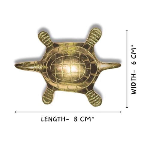 Image of Brass Big Turtle with Yantra Statue | Size-3 inch | Weight - 130 Gram Approx |Pital Kachhua | for Peace & Prosperity | Turtle for Good Luck | Pack of 1