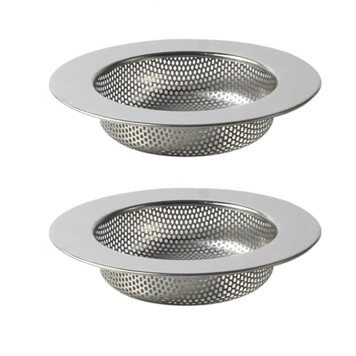 NASHRIO Stainless Steel Sink Strainers 2 Pack-11.2cm Kitchen Sink Strainer, Inner Diameter 7.6cm,Dishwasher Safe Sink Sieve for Drains – Fits Most Sinks
