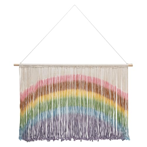 EurHomePlus Rainbow Macrame Wall Hanging, Handmade Weaving Rainbow Macrame Colorful Boho Bohemian Tie-dyeing Home Decor for Bedroom, Dorm Room, Living Room, Apartment