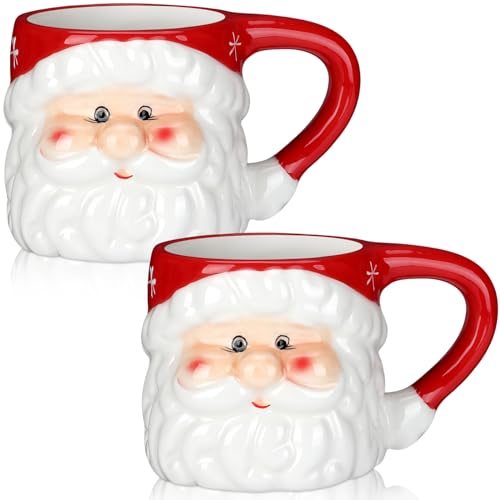 Sliner 6 Pcs Christmas Santa Coffee Mugs Vintage Santa Claus Heads Ceramic Mug Christmas Themed Design Cup Set for Coffee Tea Hot Chocolate Xmas Holiday Gifts (Pink,11 oz) by Sliner - Used condition - US$20.42