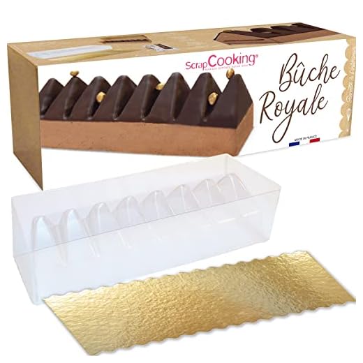 ScrapCooking - Kit Bûche Royale - Kit Pâtisserie Noël avec Moule, Support & Boite de Transport - Forme Triangulaire - Moule Bûche avec Recette Bûche Chocolat - 1938