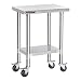 DuraSteel Stainless Steel Work Table 24" x 18" x 34" Height w/ 4 Caster Wheels -  Food Prep Commercial Grade Worktable - NSF Certified - Good For Restaurant, Business, Warehouse, Home, Kitchen, Garage