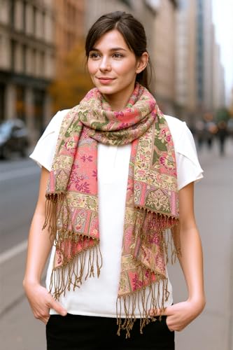 Achillea Elegant Paisley Floral Pashmina Shawl and Wrap – Boho Rave Scarf for Festival, Travel & Everyday Wear4