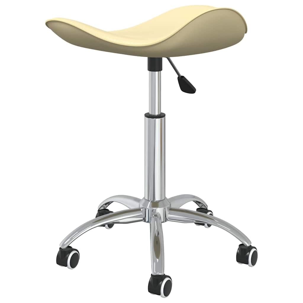 Krzesło biurowe, kremowe, ze sztucznej skóry, z regulacją wysokości i funkcją obrotu o 360 stopni, ergonomiczne krzesło do pisania i pracy z kółkami i sprężyną gazową, idealne do biura
