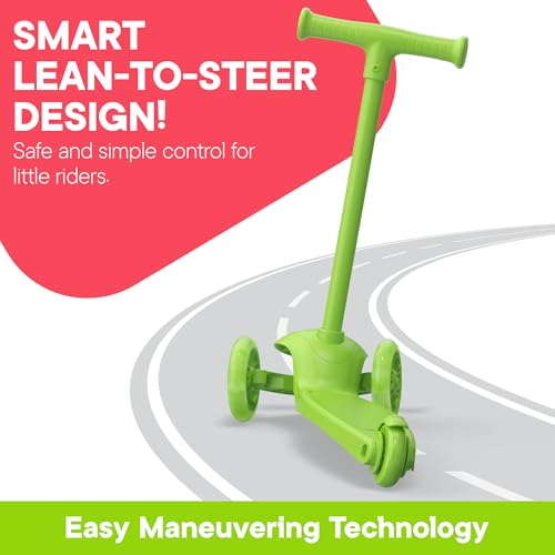 3 Wheel Scooter for Kids, Smooth Light Up LED Front Wheels, Wide Anti Slip Deck, Rear Foot Brake, Easy Lean to Steer Maneuvering, Indoor & Outdoor Ride On Toys for Ages 2 Up, Watermelon Color by Scooter Stars - Image 3